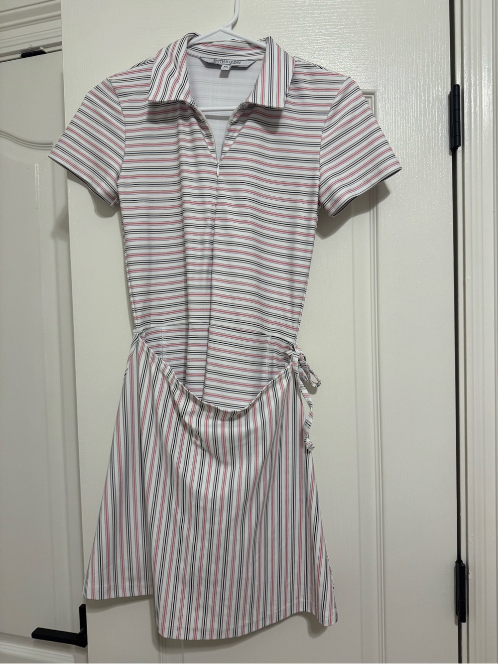 Smith & Quinn Ivy Striped Pink & White Mini Dress with Tie Waist - Picture 2 of 3